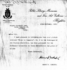 Lettera del Museo di Brighton